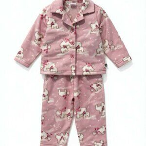 Gymboree NWT 2 Pc Pink Flannel Embroidered Polar Bears & Snow 6- 12 mos